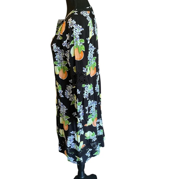 Citrus Squeeze Black Fruit Print Dress Size M NWT Belk $76 - Picture 3 of 10
